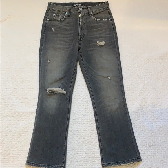 Post LA Adaptation Crop Kick Flare Distressed Black Jeans - Picture 5 of 16